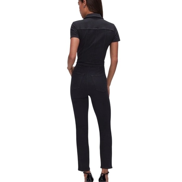 Good American Fit For Success Denim Jumpsuit Women's L Black Stretch Minimalist - Picture 6 of 16